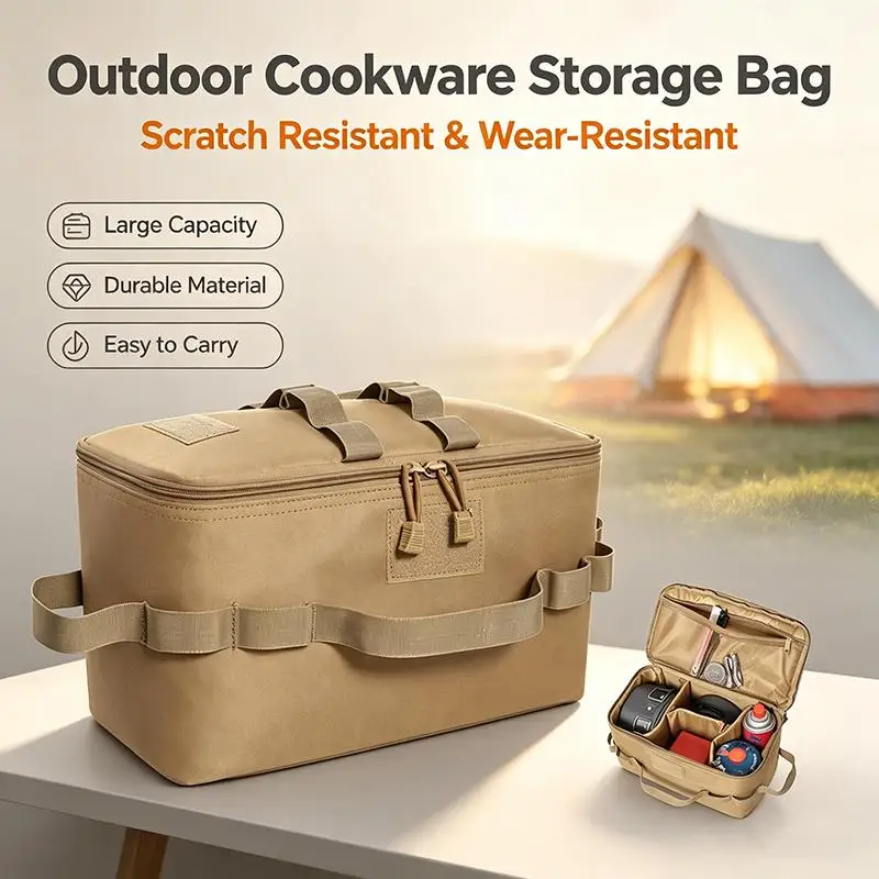 Heavy Duty Outdoor Cookware Storage Bag Scratch Resistant Fabric Large Capacity for Camping Picnic Hiking Backpacking