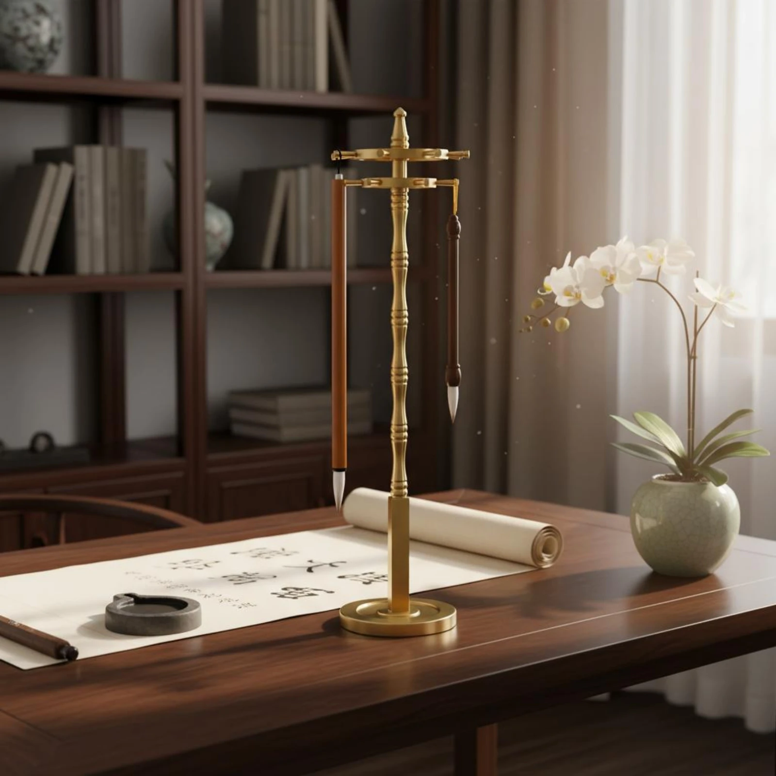 14-hook-brush-rack-detachable-rotating-brush-holder-desk-accessory-multi-purpose-desktop-decor-polished-surface-for-study
