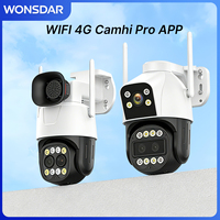 WONSDAR HD IP 10X Zoom Camera Three Lens 4G SIM Card Two Lens WIFI PTZ Camera Outdoor Ai Tracking Security CCTV Camera CamHi Pro