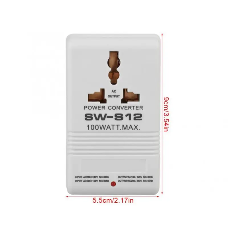 SW-S12 100W 110V/120V To 220V/240V Step-Up Down Voltage Transformer Converter Travel Dual Channel Power Converter