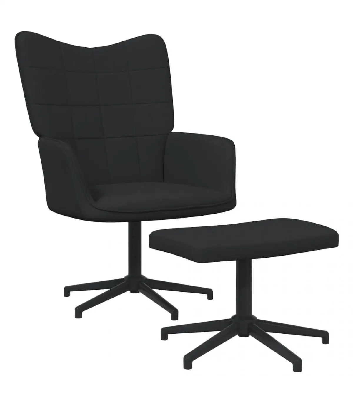 Armchairs relaxation chair with footrest black fabric