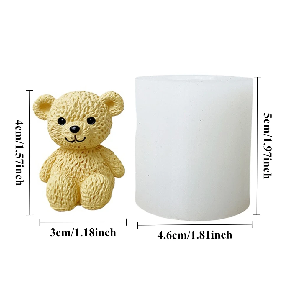 3D mini Bear Candle silicone mould Smile animal Bear Plaster Resin Crafts cement mold DIY handmade soap making supplies