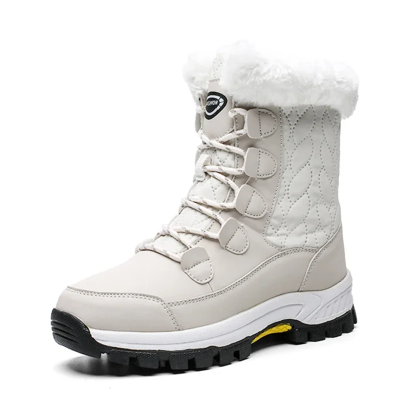 Winter Women Snow Boots Female Anti-slip Outdoor Boots Concise Youth Mid-Calf Boots Waterproof Plush Ladies Cotton-padded Shoes