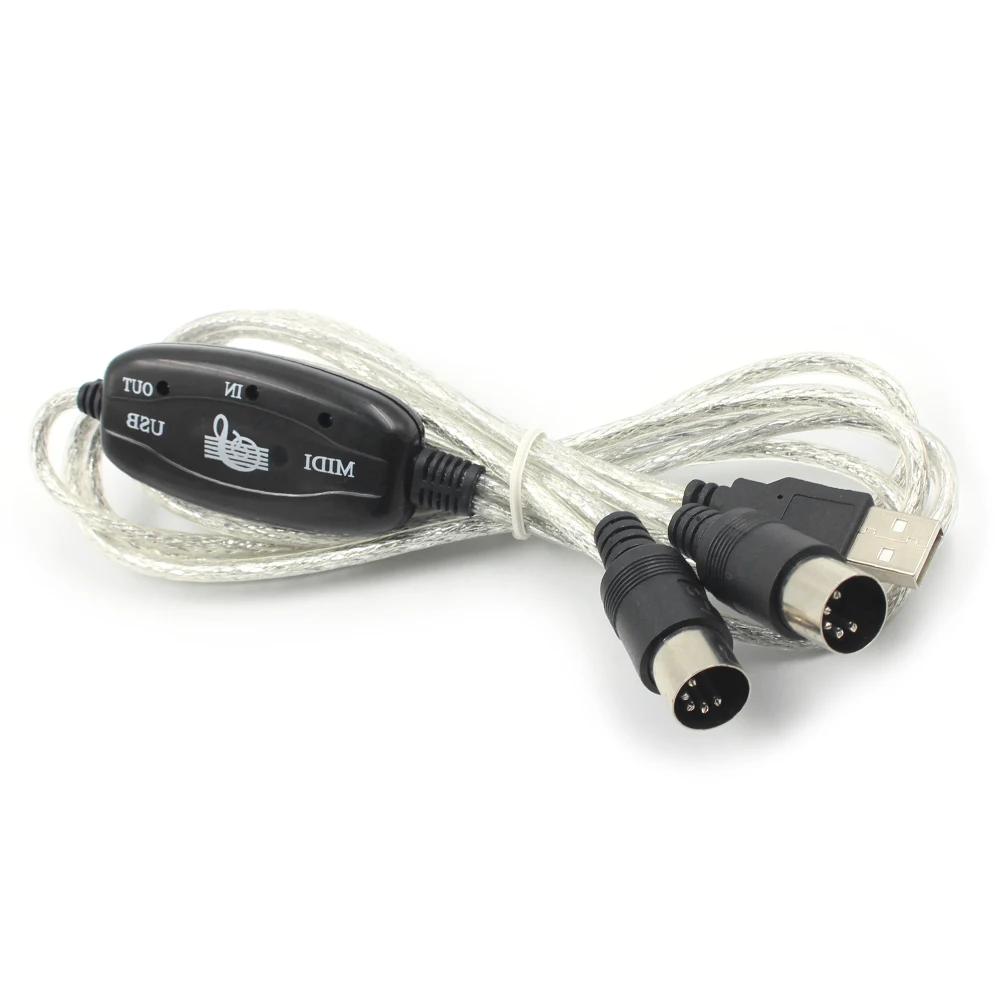 USB MIDI Cable Keyboard to PC Audio Cable USB to MIDI Cable Converter Cord USB IN-OUT MIDI Interface Adapter Accessories
