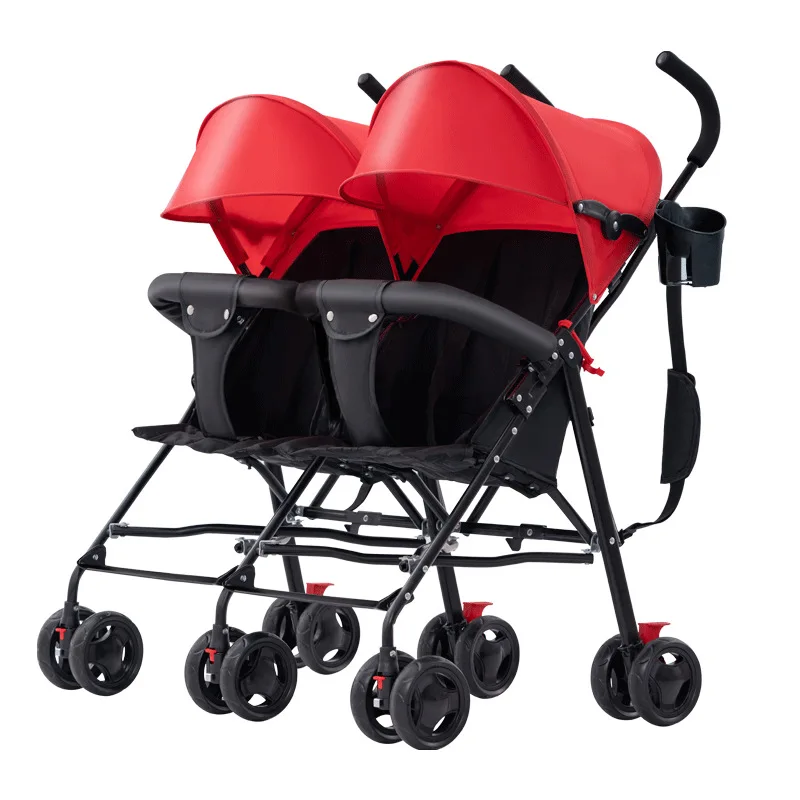 

Twin Baby Stroller Lightweight Foldable Child Pram Double Seat Baby Carriage Folding Baby Pushchair Kids Double Seat Cart