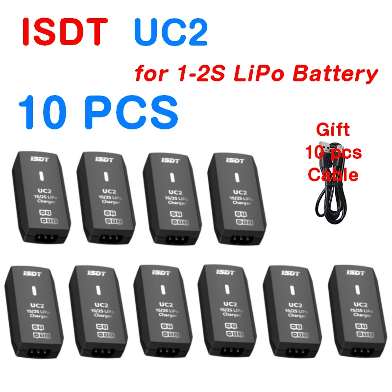 

10 pcs ISDT UC2 1S 2S LiPo Smart Battery Balance Charger USB XH 2.54 Balance Port Direct Charge for Lipo Battery