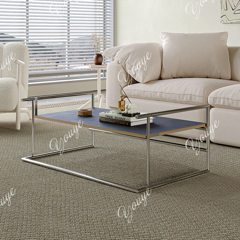 Minimalist coffee table Nordic Bauhaus designer retro stainless steel sofa edge few multi-functional low table