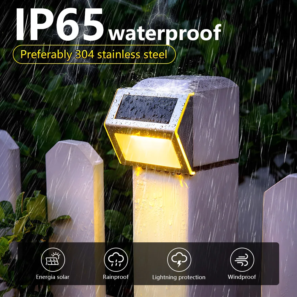 

Stainless Solar Step Lamp Solar Outdoor Lights IP65 Waterproof Solar LED Lights Stairs Wall Lamp Porch Lamp Balcony Garden Decor