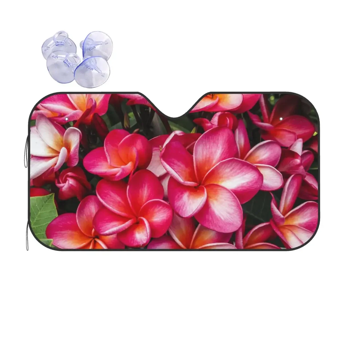 Red Sunshade Windscreen Plumeria Flower Funny Car Front Window Visor 70x130cm Car Sunshade Accessories Covers