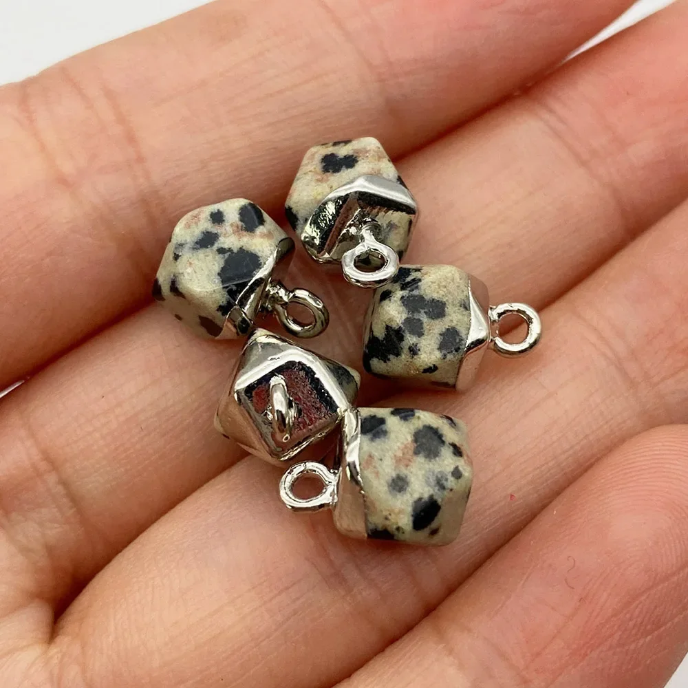 5pcs Natural Stone Small Pendant Black Onyx Fine Opal Faceted Pendant Charm Jewelry for DIY Making Jewelry Necklace Earrings