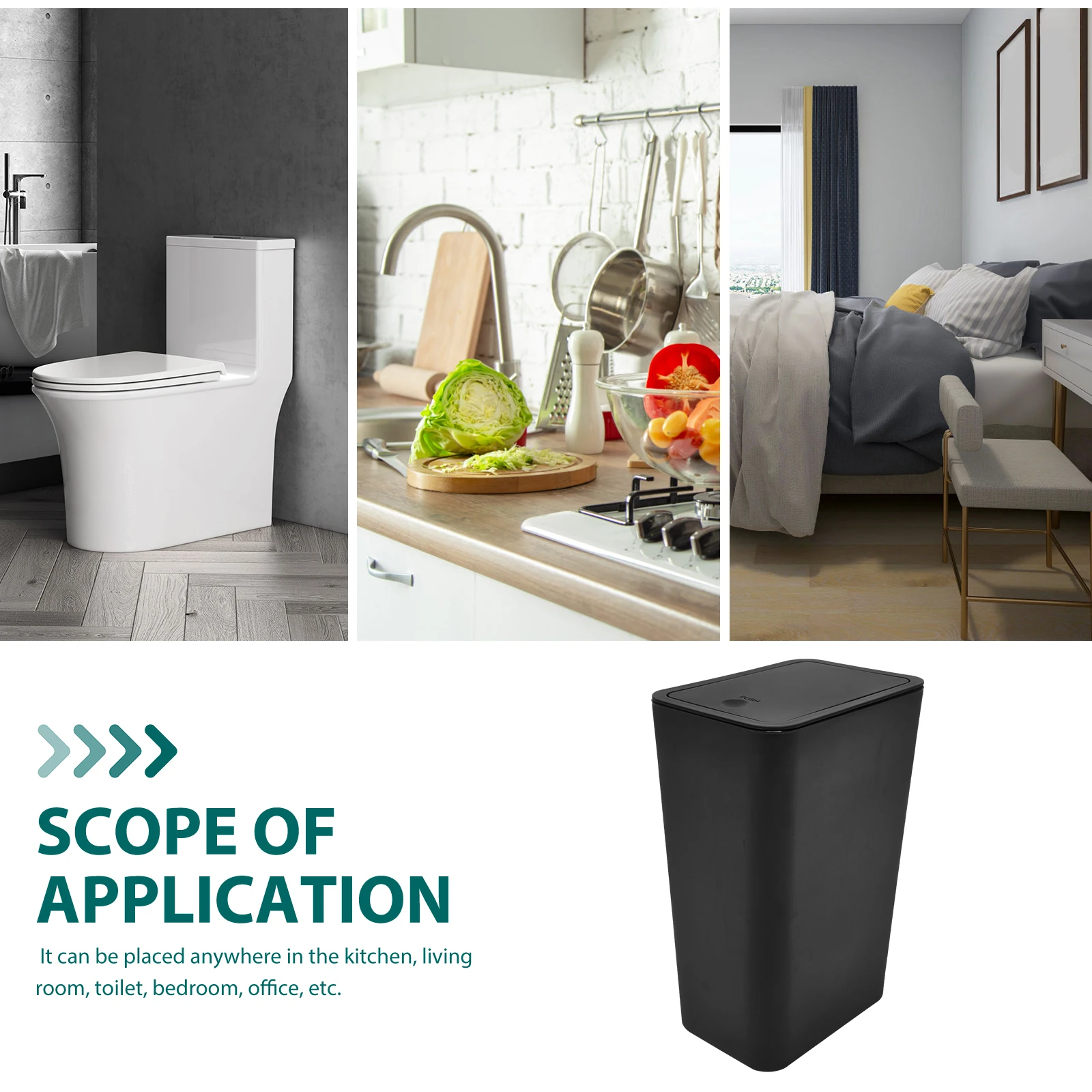 

Portable Thickened Plastic Garbage Can Bathroom Toilet Bedroom Kitchen With Lid Space-Saving Compact Design Trash Bin Household