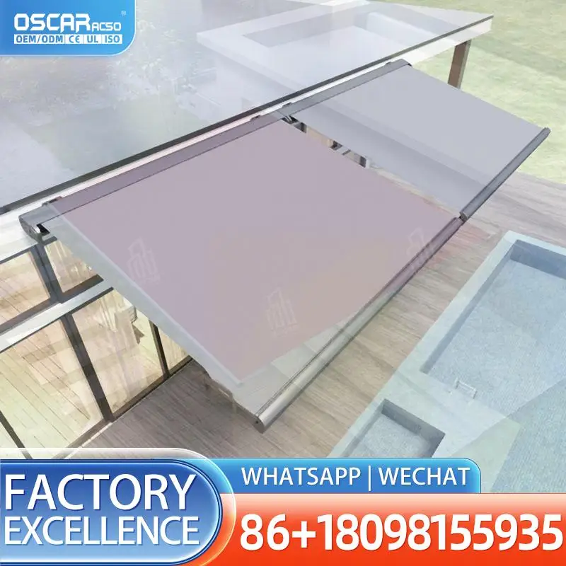 Outdoor Motorized Retractable Louvered Roof Sun Shade for Gardens Patios Backyards in US Retractable Awning