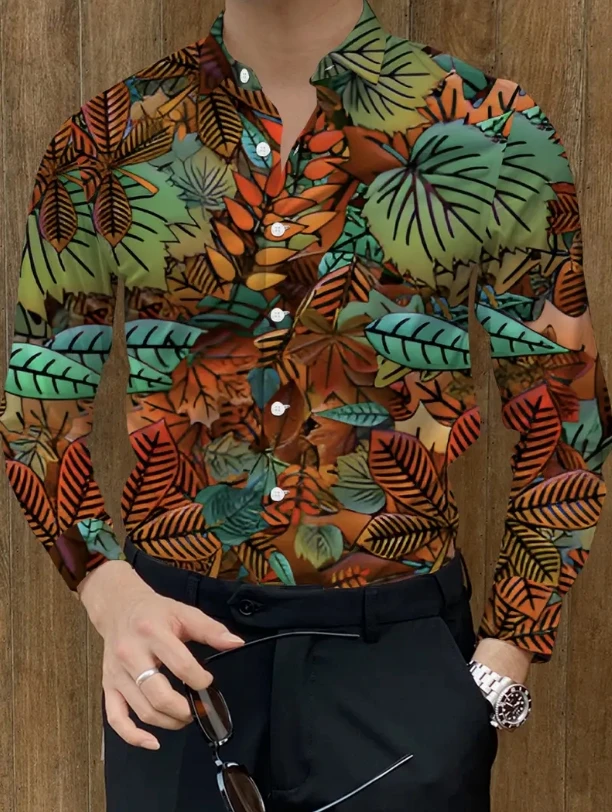 Men's Long Sleeve Plaid Shirt with Lapel Four-Way Stretch Party Workwear Print S-5XL Plus Size 2025