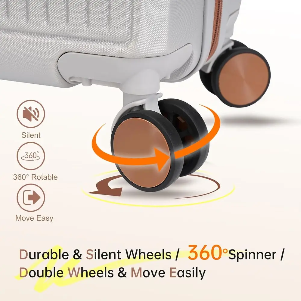 20-Inch Silvery Hardshell Spinner Luggage, TSA-Approved Compact Carry-On with 22x14x9 Dimensions