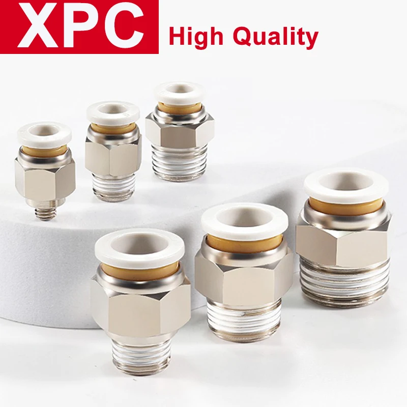 10PCS PC8/6/10-02/01/04/M5 Threaded Straight Through Quick Connector  White Pneumatic Hose Quick Connector Air Nozzle