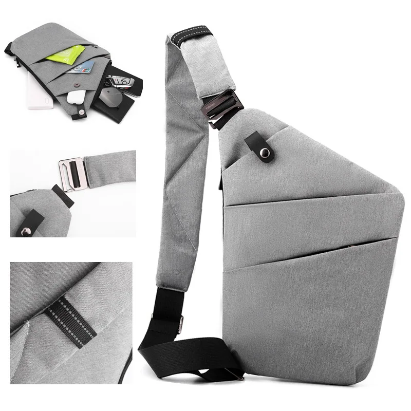 Fashion Chest Bag for Men New Leather Film Messenger Bag Waterproof Travel Pack Ergonomic Left and Right Shoulder Bag