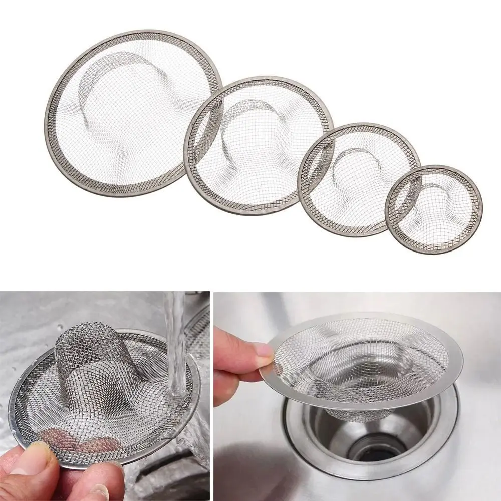 

3/5pcs Stainless Steel Sink Strainer Round Shape Hair Clean Up Sewer Outfall Drain Filter Anti-blocking floor drain plug