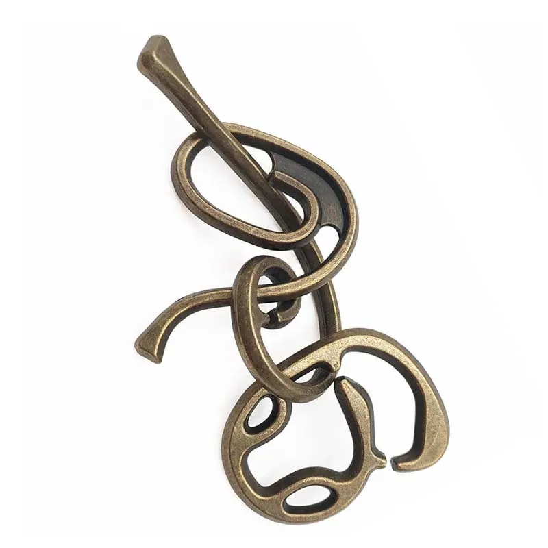 합금 롤 (청동) 퍼즐 잠금 해제 장난감 클래식 IQ 금속 두뇌 티저 캐스트 퍼즐 게임 성인을위한 지적 장난감 어린이