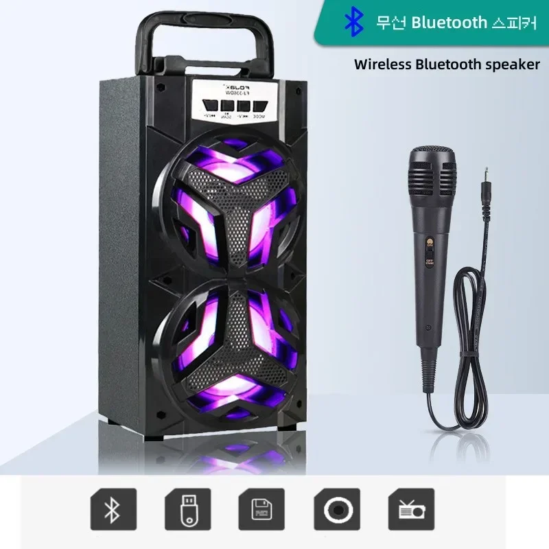 

Karaoke Bluetooth Speaker Wireless Home Theater Surround Sound Boombox Outdoor Portable Music Center Party with Microphone FM/TF