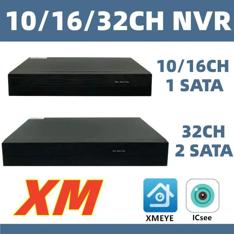 10/16/32CH*4K H.265 NVR Network Digital Video Recorder DVR SATA Cable Human Face Detect XMEYE ICsee VMS Onvif P2P Cloud