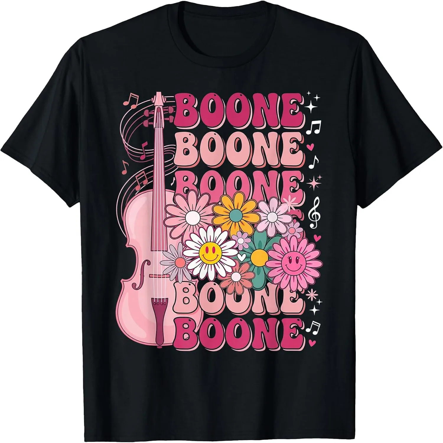 Boone Music Lovers Retro Vibes Groovy Flower First Name T-Shirt
