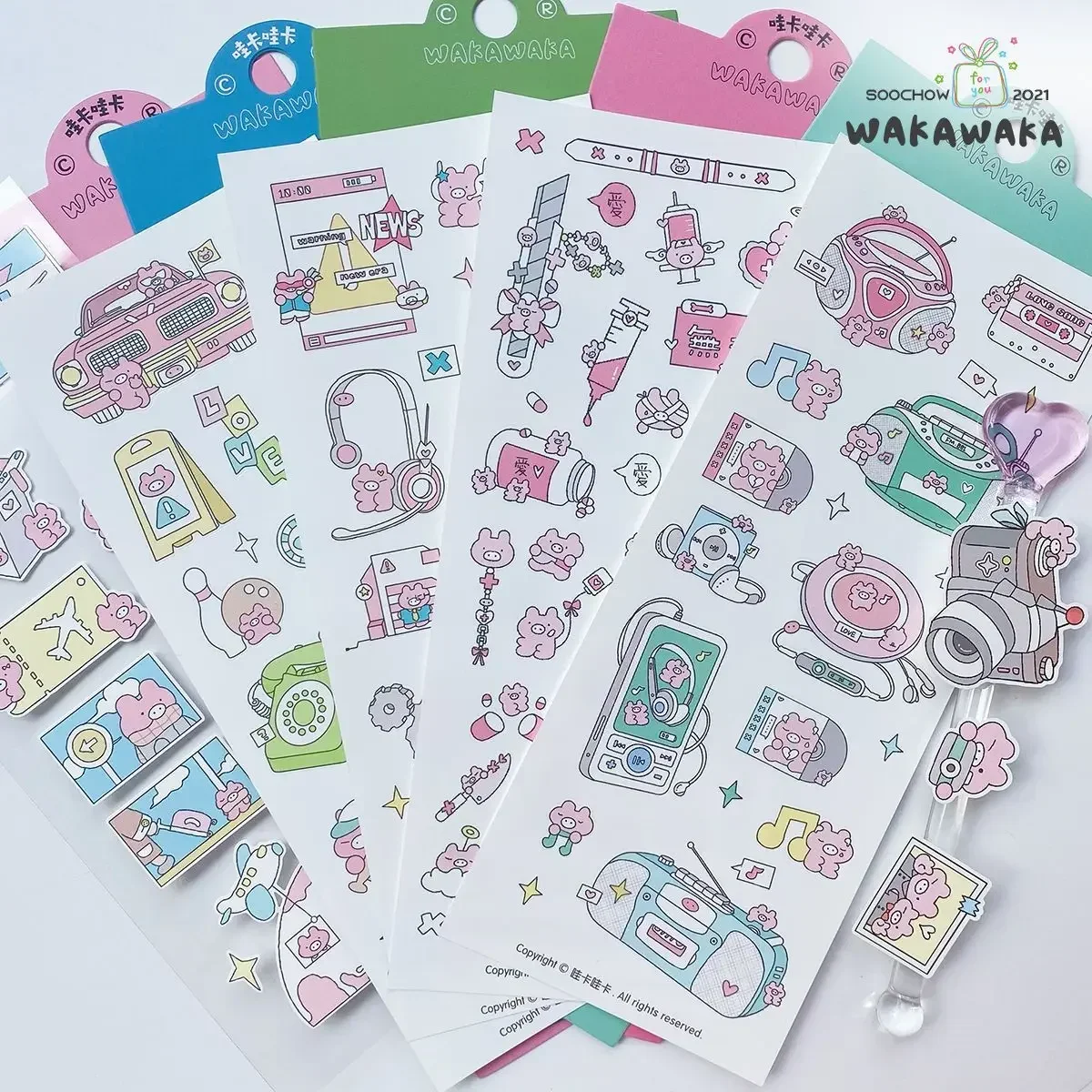 Pig Sticker Handbook Goo Card Sticker Cute Pig Star Card Decoration DIY