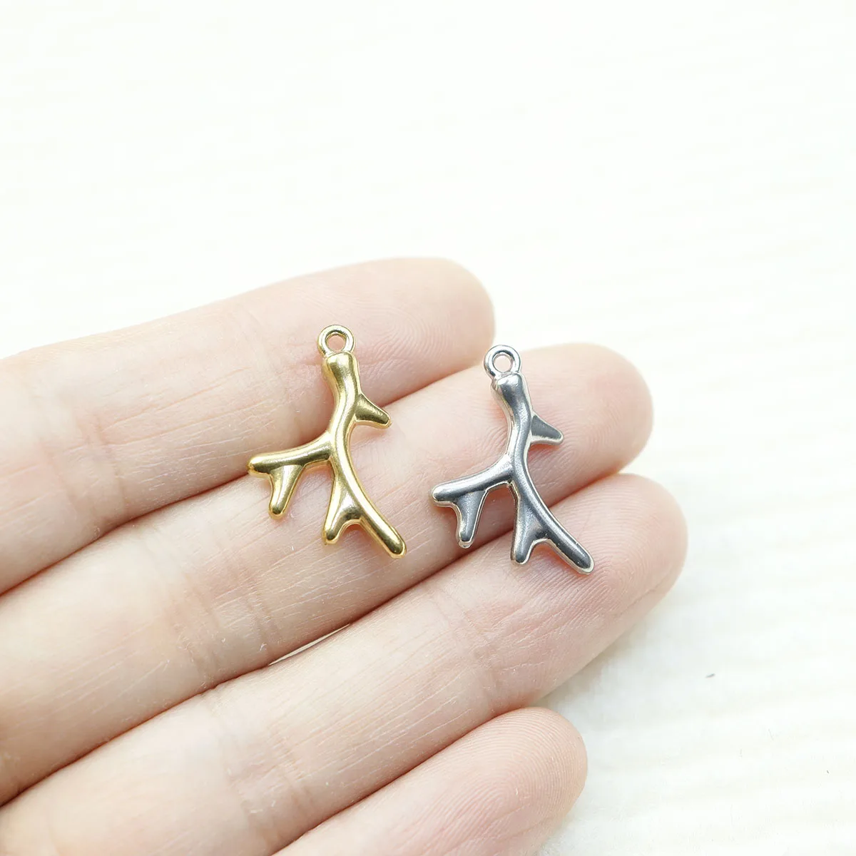 5pcs Casting Stainless Steel Pretty Coral Charms Pendant DIY Necklace Earrings Bracelets Jewelry Charm PVD Plate Water Proof