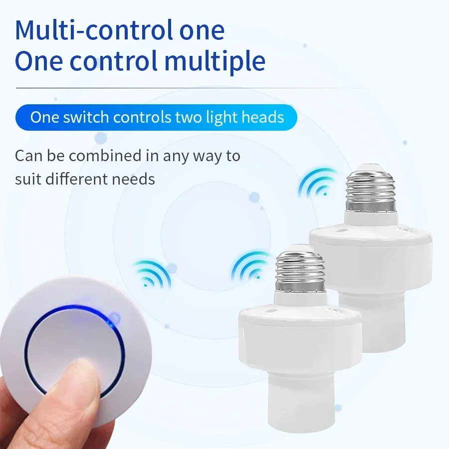 E27 Wireless Lamp Holder RF433MHz Sensor Portable Round Remote Switch Bedroom Warehouse Workshop LED Bulb Remote Controller