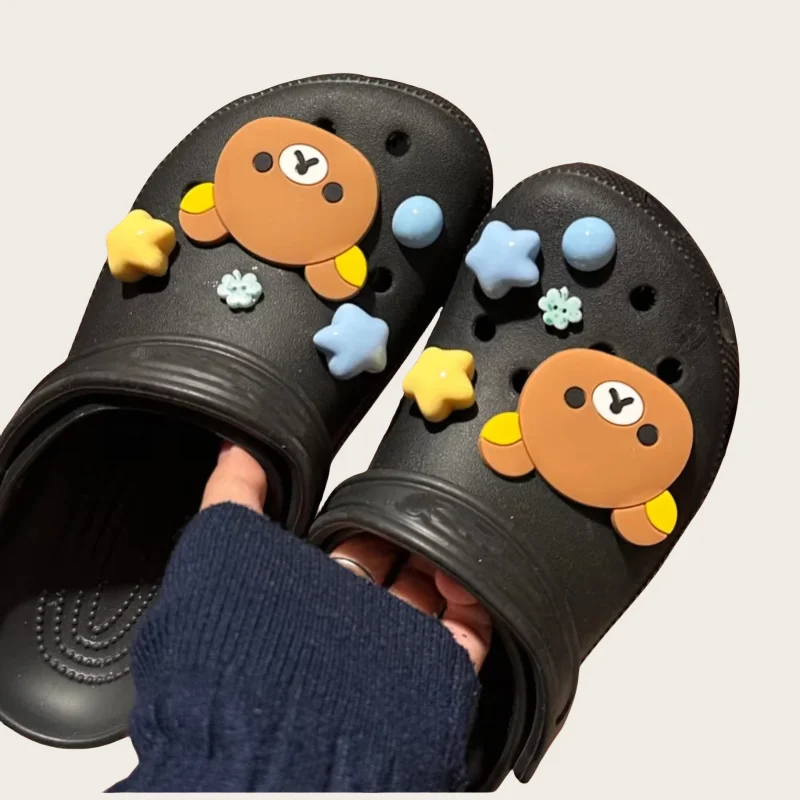 Summer 10pcs Cartoon PVC Shoe Charms Set Removable Cute Bear Stars Shoe Accessories DIY Christmas Shoe Charms Gifts