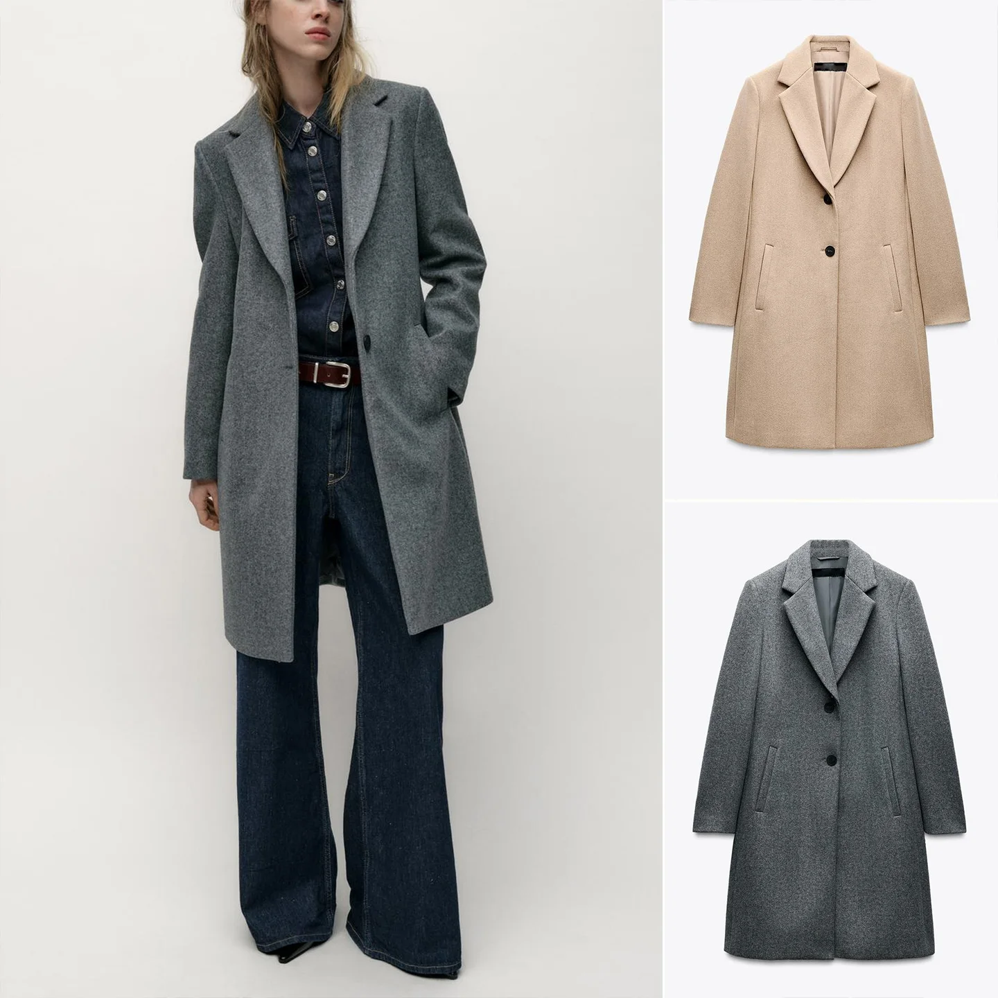 

Новое летнее женское длинное пальто с длинным воротником-стойкой и мягким материалом, верхняя одежда из полиэстера для поездок на работу и сна...