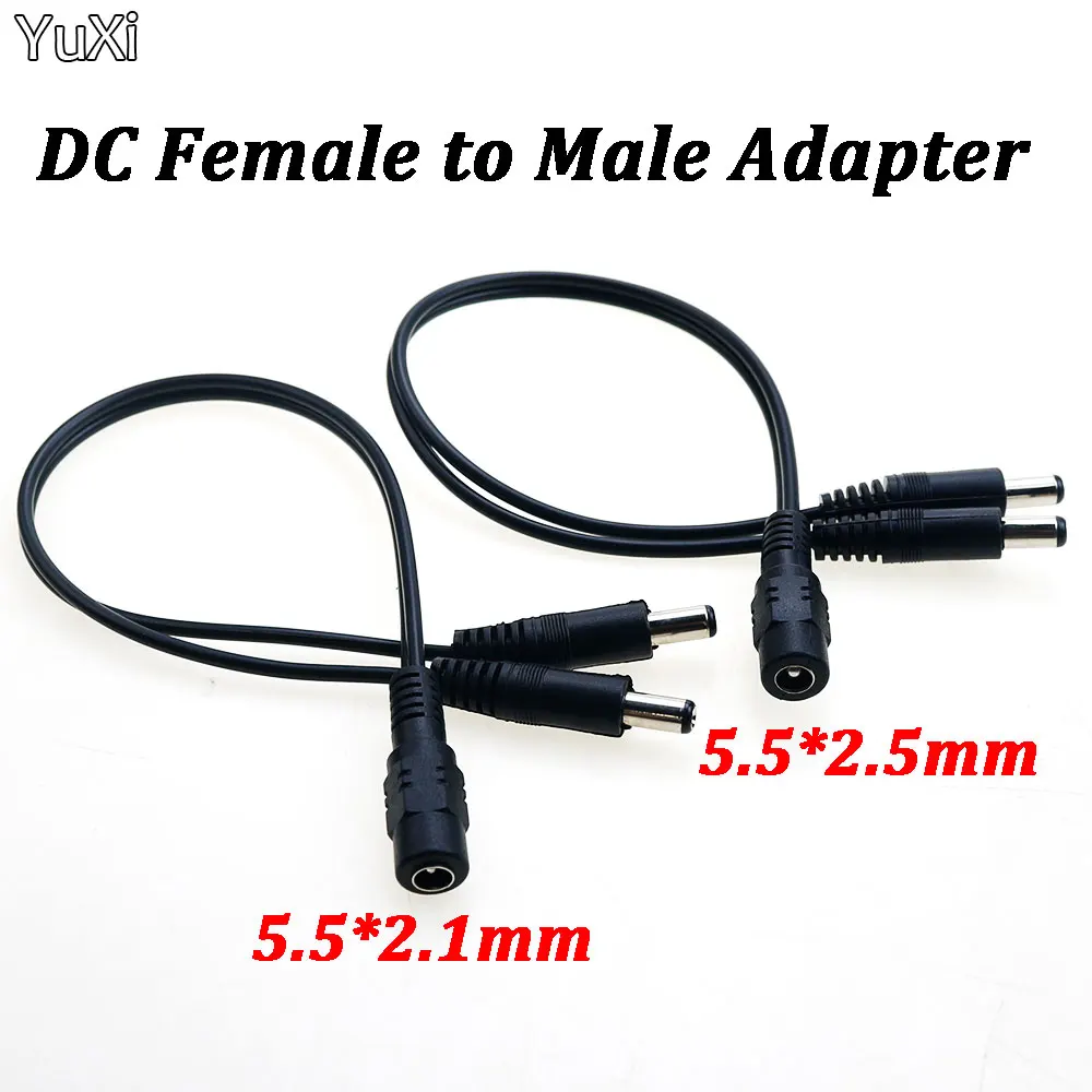 2 Way DC Power Adapter Cable 5.5x2.1/2.5mm 2 male to 1 Female Splitter Connector Plug Extension For CCTV LED Strip Light T1