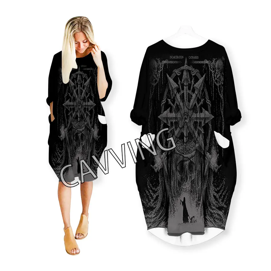 CAVING-Robe à manches longues imprimée en 3D pour femme, haut Harajuku imbibé, jupe, bande de CATHARSIS, chemise amusante