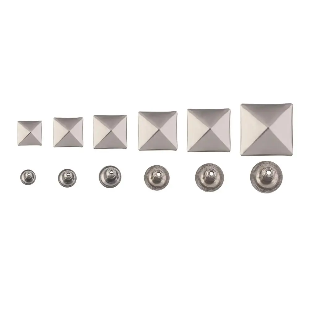 50Sets DIY Crafts Shoes Bag Decor Pyramid Shape Cloth Button Metal Spikes Square Rivets Fix Studs