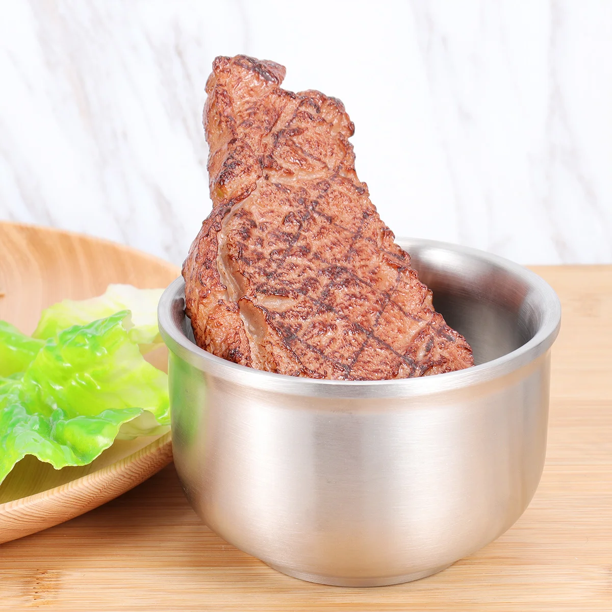 

304 Stainless Steel Double Wall Mixing Bowl Stable Base Heat Insulated Metal Bowl Instant Noodles Household Utensils