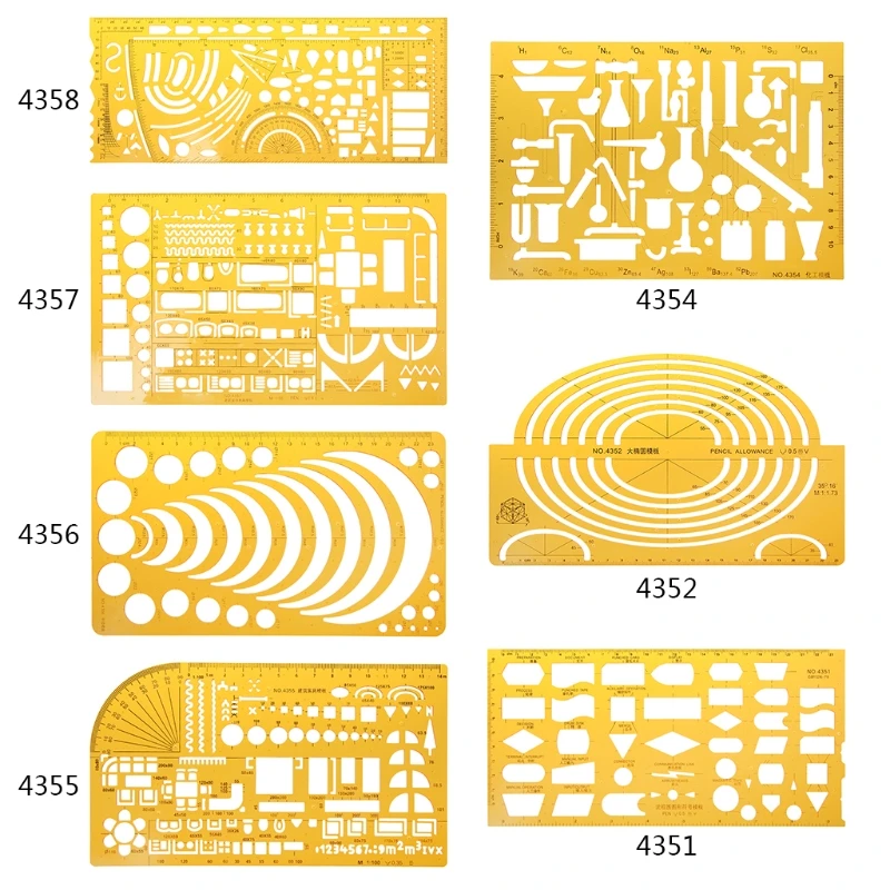 2024 New Durable  Resin Military Drawing Template Drafting Ruler Stencil Measuring Tool