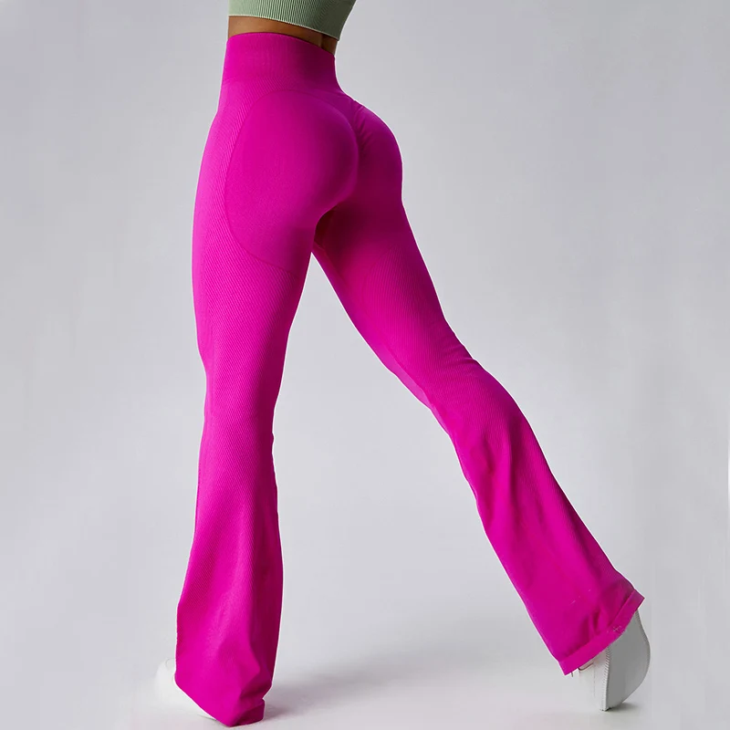 2025年 セクシー シームレス ストレッチ レギンス レディース 薄手 通気性 フィットネス スポーツ ヨガ レギンス 女性 無地 ハイウエスト フレアパンツ