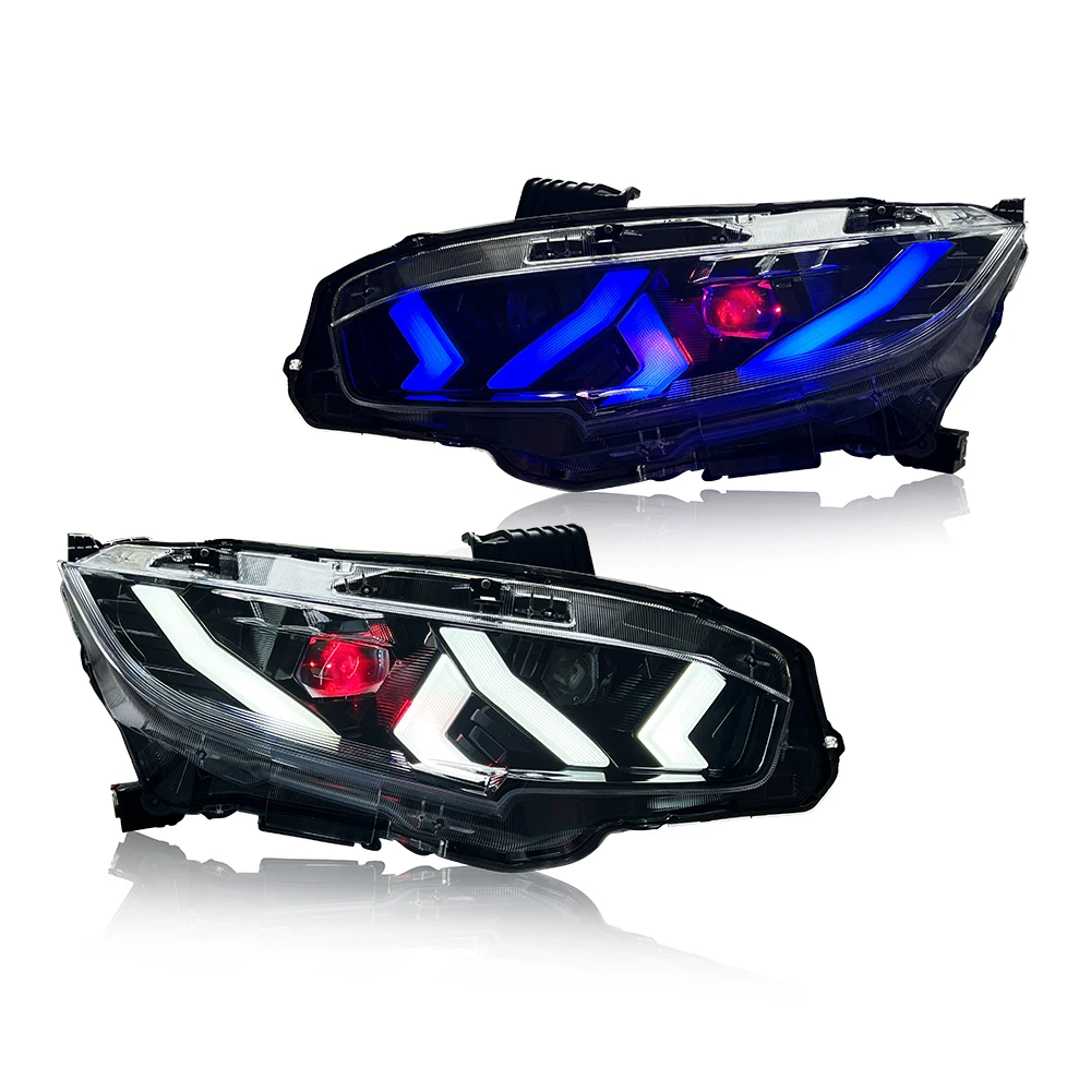 

Светодиодные фары Demon Eye для Honda Civic 10-го поколения 2016-2021, аксессуары для обновления автомобиля, последовательный указатель поворота DRL