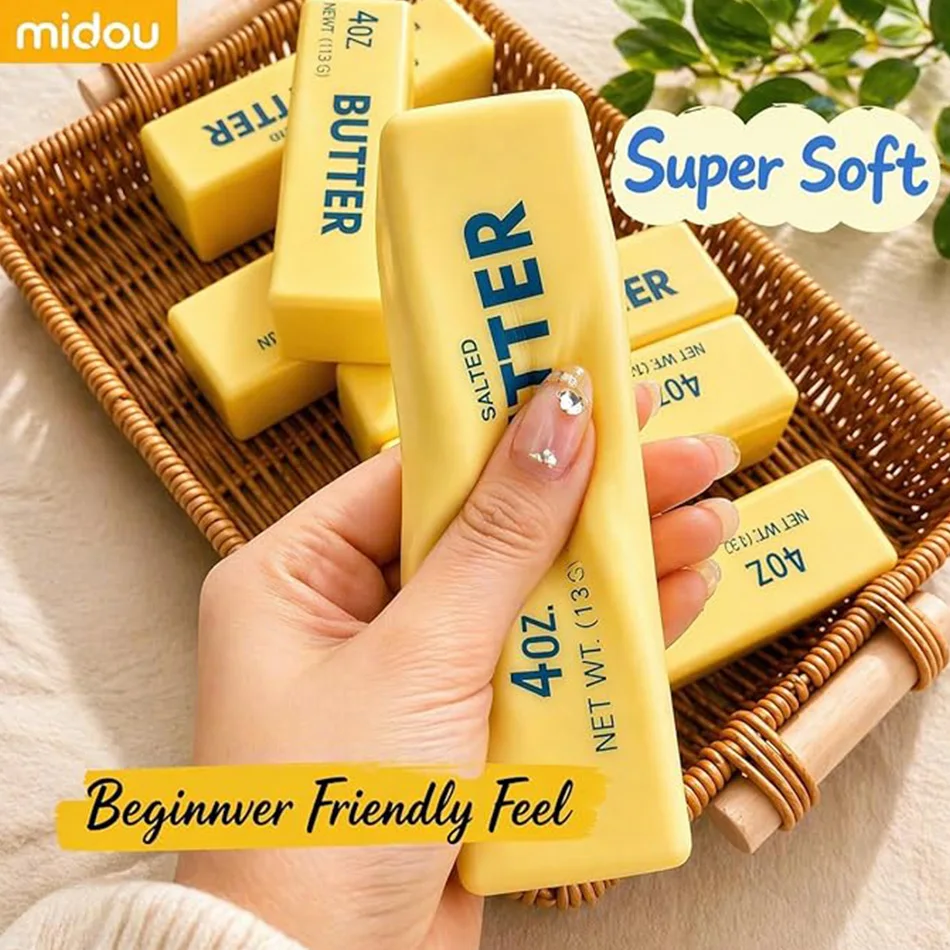 Jumbo Cube Cheese Stress Ball - Big Shapeable Squeeze Ball Non-Bounce Fidget Toy ASMR Sensory Anti-Stress Gift for Adults