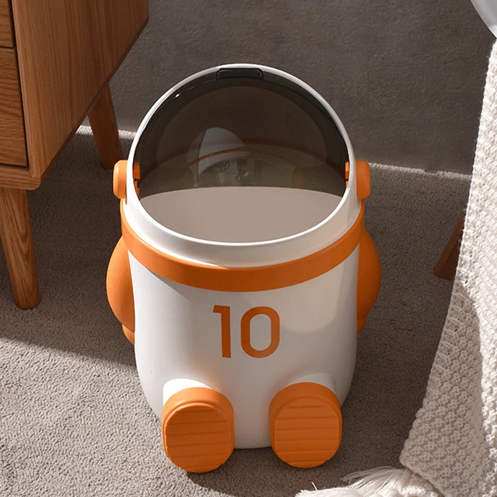 

Cute Trashcan with Lid Small Orange Garbage Bin for Bathroom Bedroom Office Home Plastic Waste Can Rubbish Storage Basket