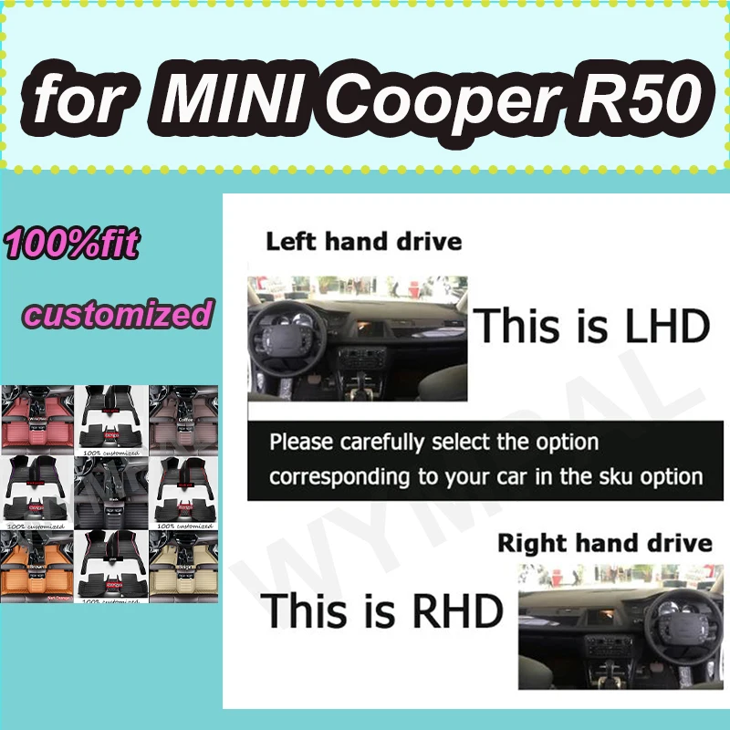 

Роскошные автомобильные коврики для MINI Cooper R50 2004 2005 2006, роскошные кожаные коврики