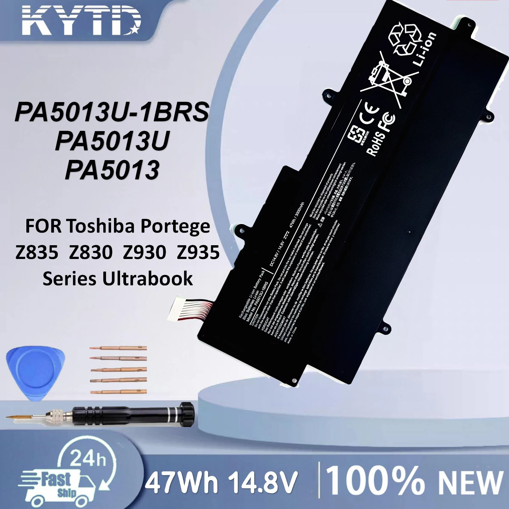 KYTD PA5013U-1BRS PA5013U Laptop Battery for Toshiba Portege Z830 Z835 Z930 Z935 Ultrabook PA5013 14.8V 3000mAh Free Tool