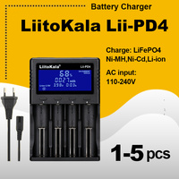 1-5PCS LiitoKala Lii-PD4 LCD Battery Charger for 18650 18350 18500 21700 20700B 10440 26650 1.2V MH/3.7V battery smart charger