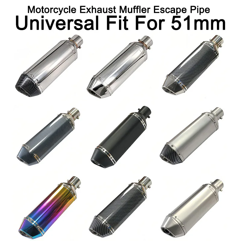 

51 мм универсальный глушитель выхлопной трубы мотоцикла 370 мм DB Killer Pitbike Escape Moto для Z650 R3 cbr400 MT09 Z1000 Z800