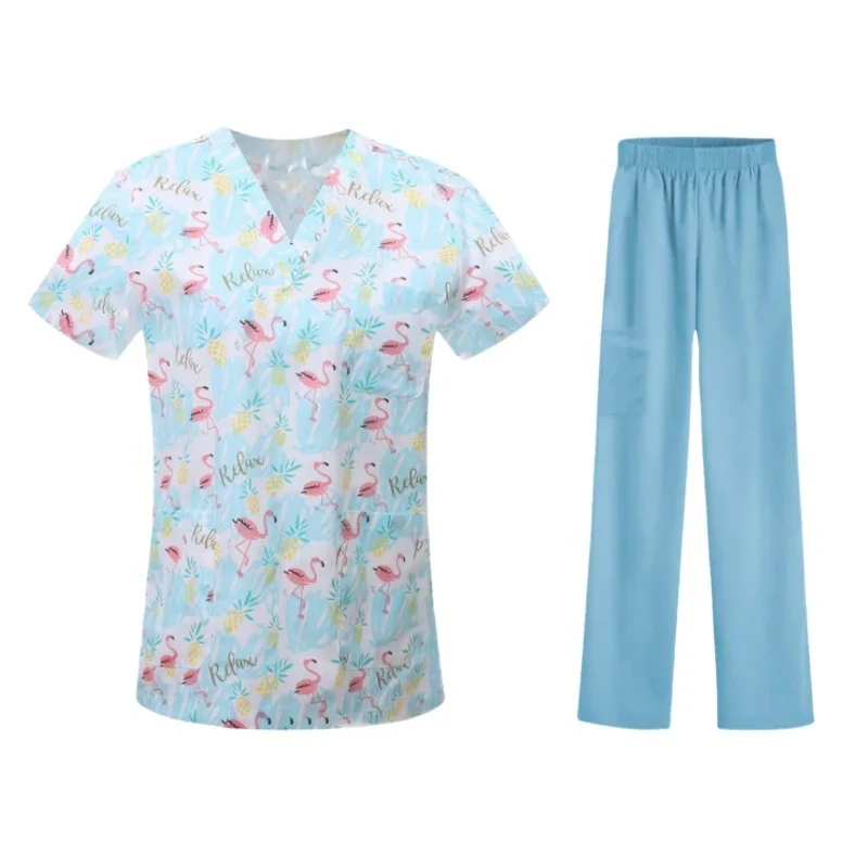 

Женская медсестра с мультяшным принтом, футболка с v-образным вырезом и короткими рукавами, хирургическая форма для мужчин