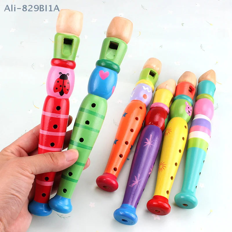 1Pc Wooden Cartoon Flute Children Clarinet 6-Hole Piccolo Baby Toys Musical Instrument Toys Early Education Enlightenment TMZ