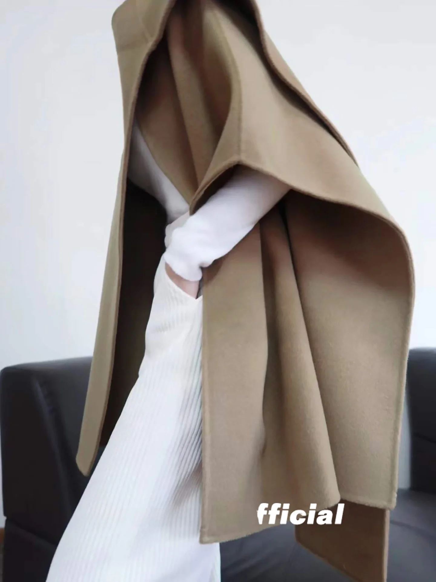 

Современный модный деконструированный нерегулярный двойной шерстяной шарф ручной работы, шило, пальто для женщин, Briti Sle, поездка на работу, Thiened