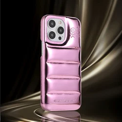 Ins Fashion Ciepła zimowa kurtka puchowa Etui puchowe Aurora do iPhone'a 16 15 14 13 12 Pro Max Etui na telefon Wstrząsoodporne Coque