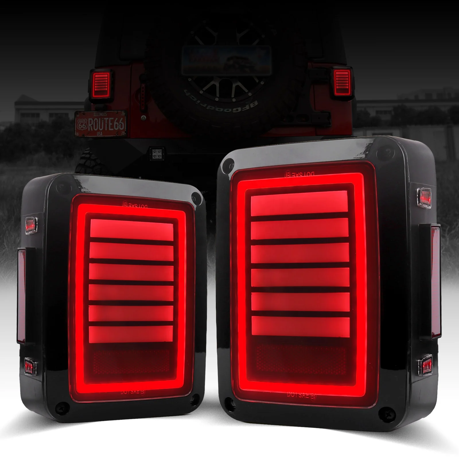 Modified Taillight Rear Light 6th Generation Battery Compatible With Jeep Wrangler JK 2007-2018