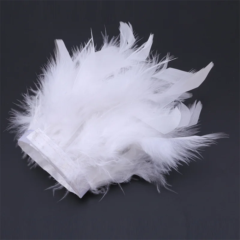 Ostrich Feather Cuff Wrist Sleeve Women Fur Ostrich Feather Arm Cuff Feather Snap Wrist Sleeve Bracelet Clap Satin Shirt Elegant