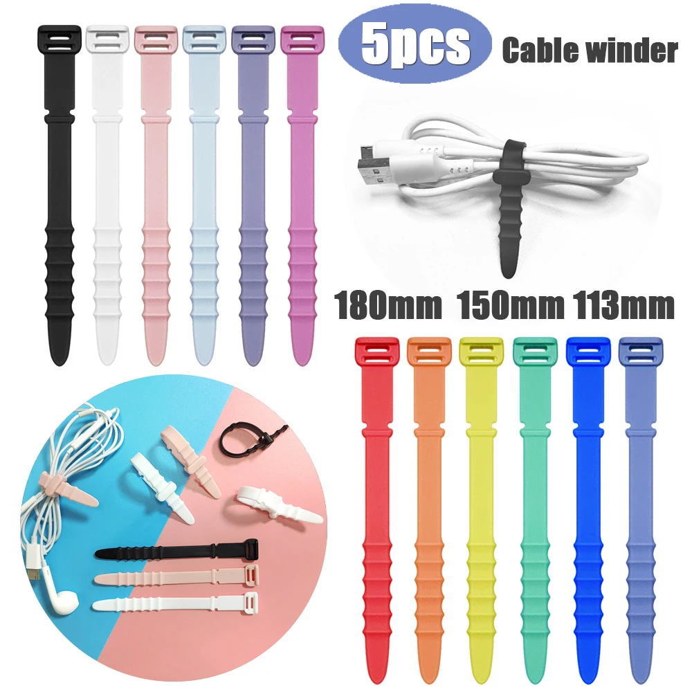 Tape Cable Management Wire Holder Silicone Wire Earphone Stand Cord Organizer Usb Cable Winder Cord Ties Fish Bone Electric Wire